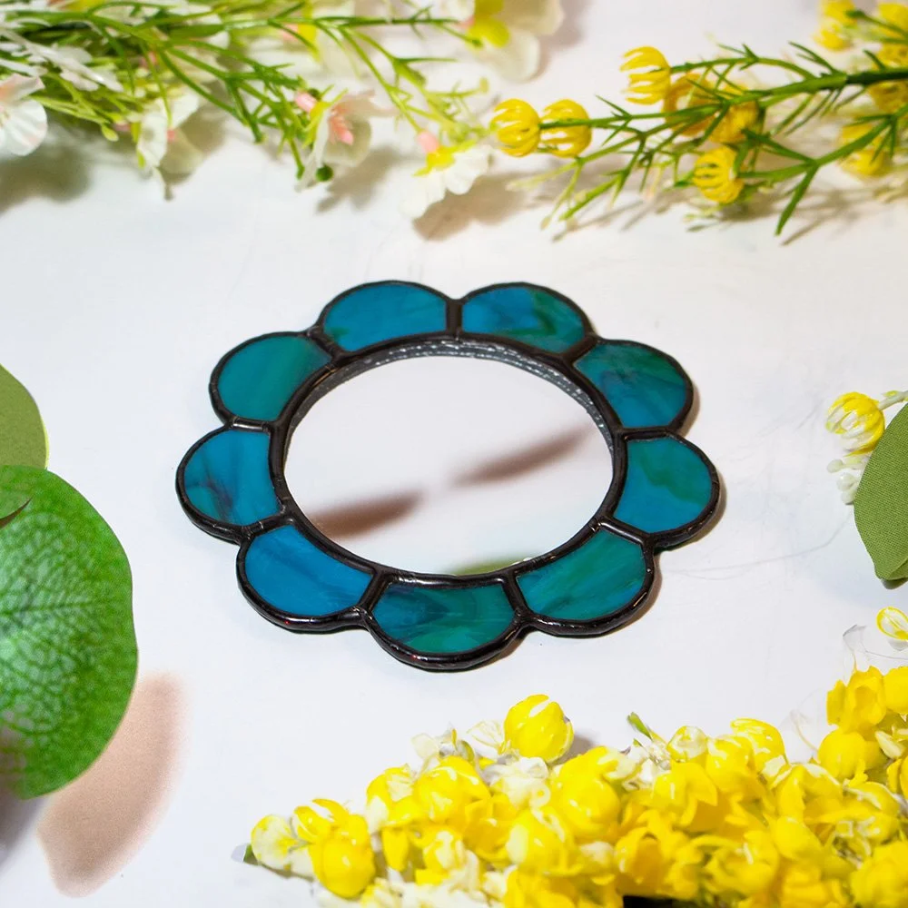 Pocket Mirror Flower Turquoise