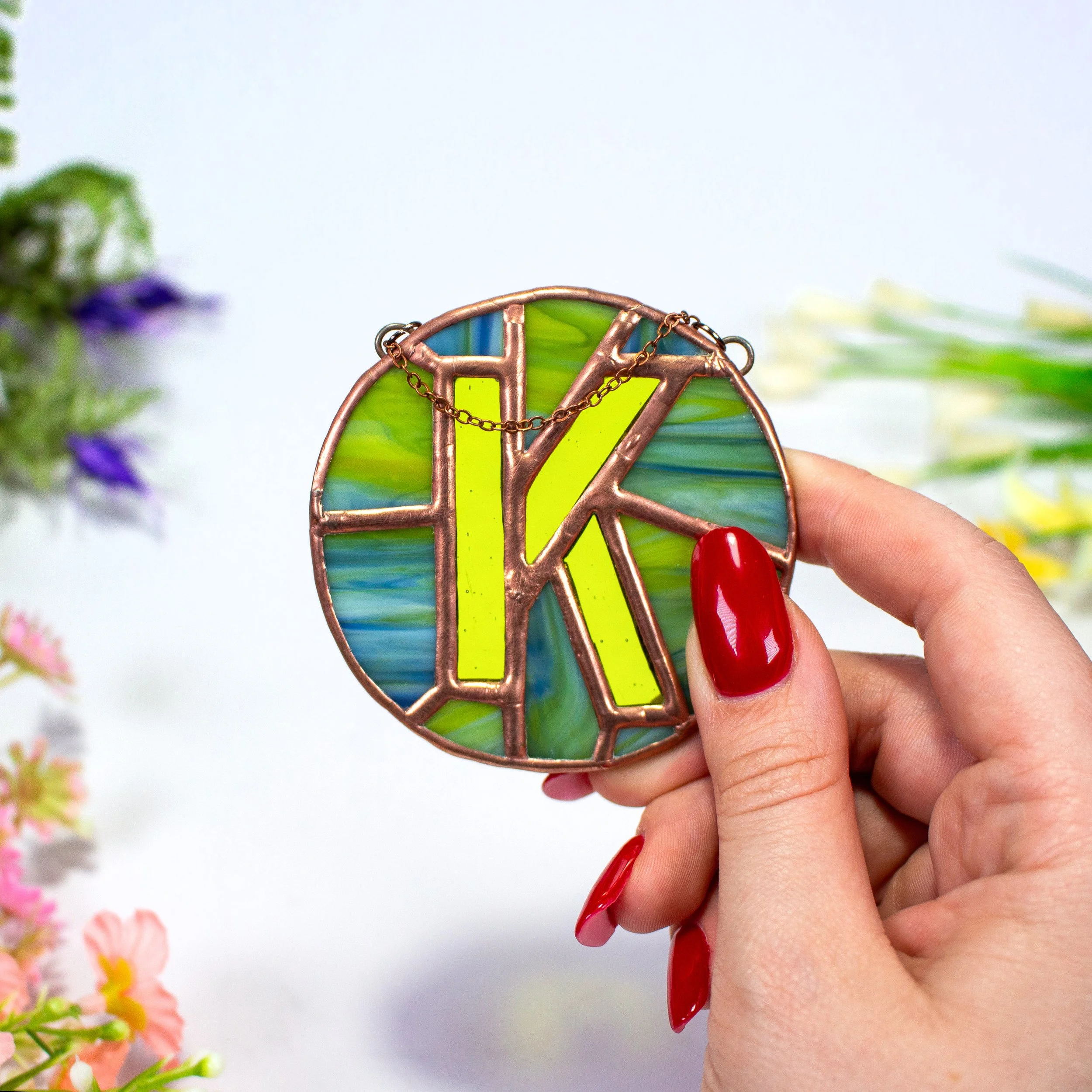 Stained Glass Initial Suncatcher – Letter K