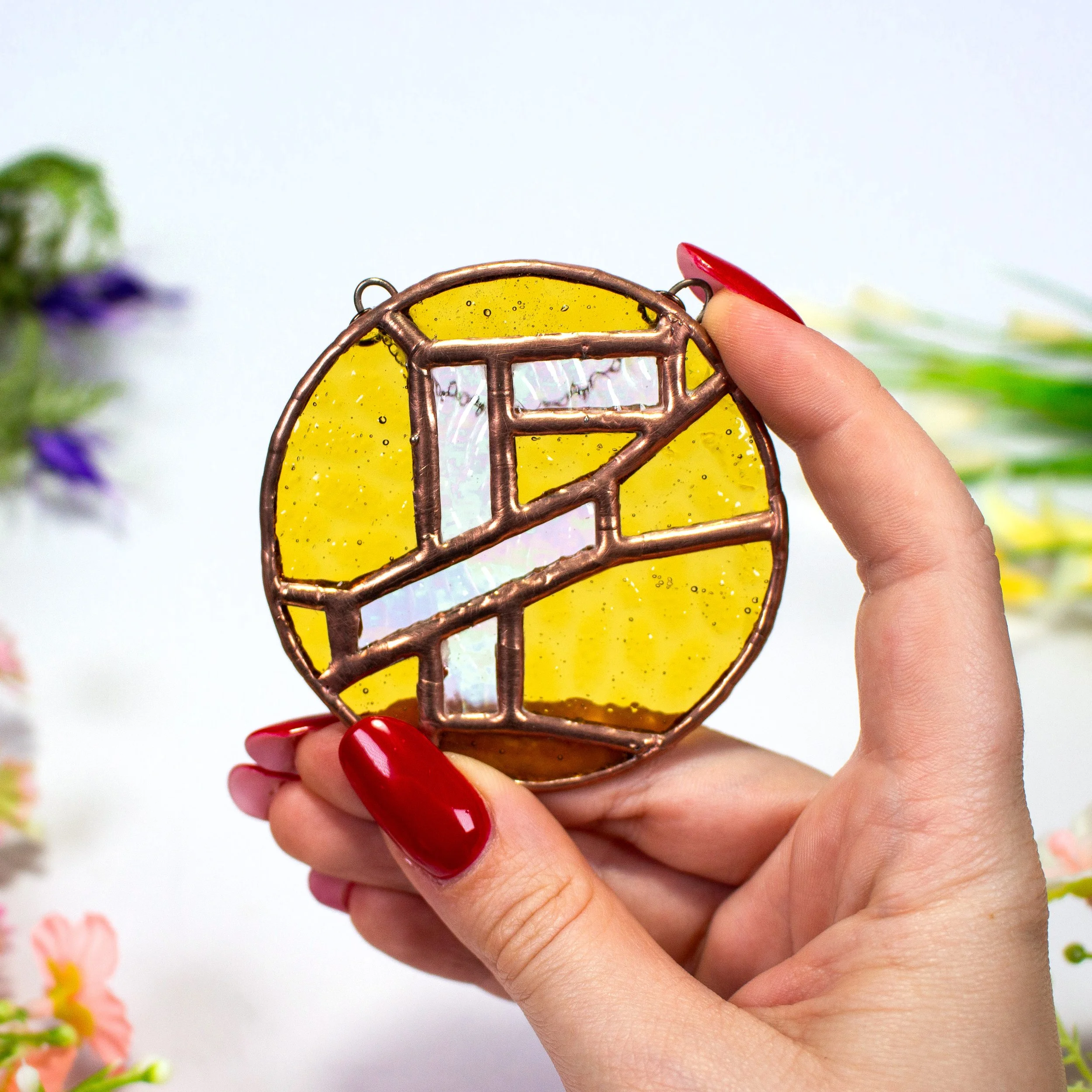 Stained Glass Initial Suncatcher – Letter F