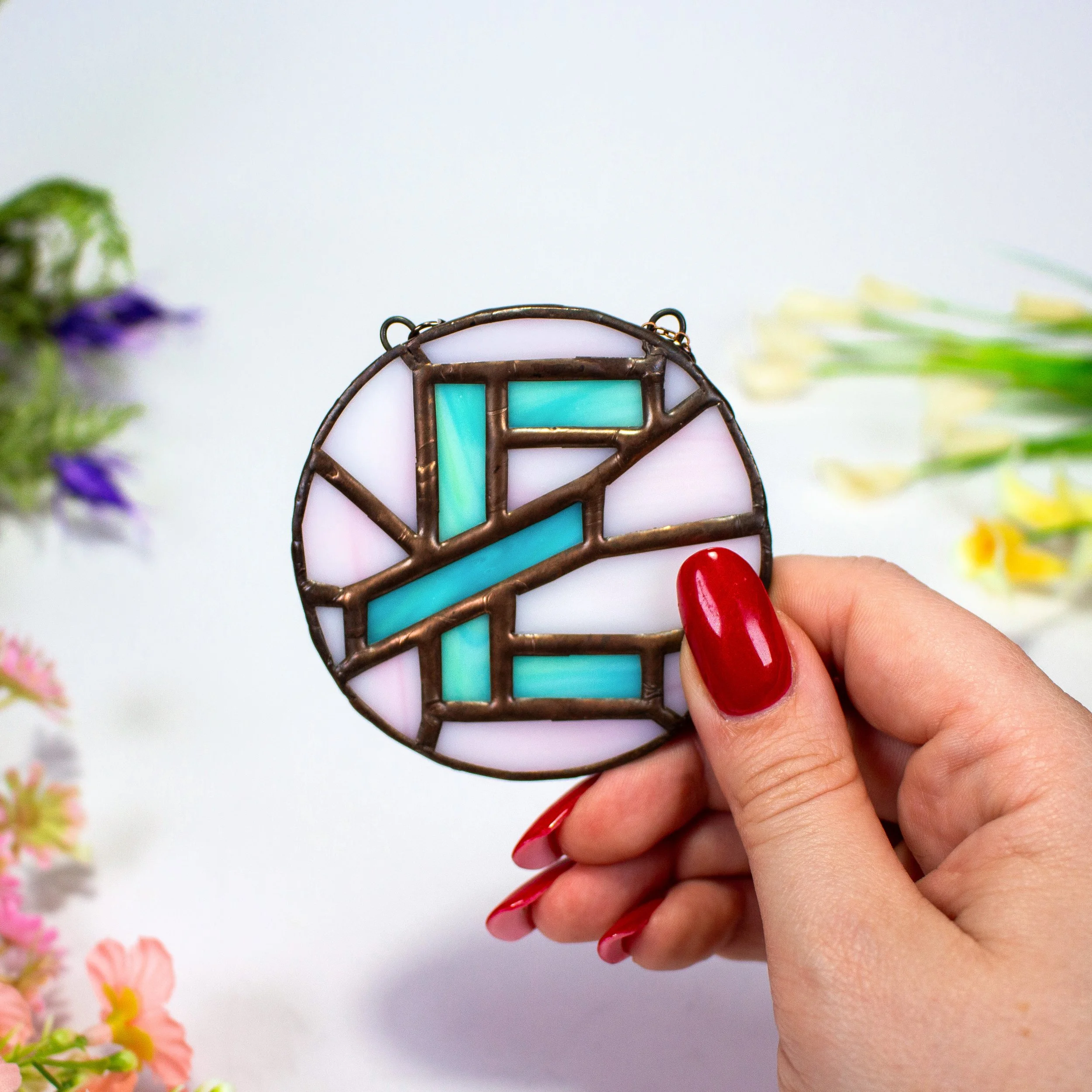 Stained Glass Initial Suncatcher – Letter E