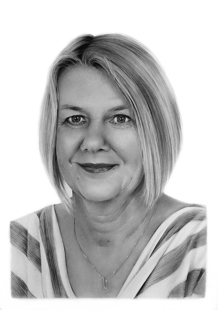 Pencil portrait of middle aged woman A3