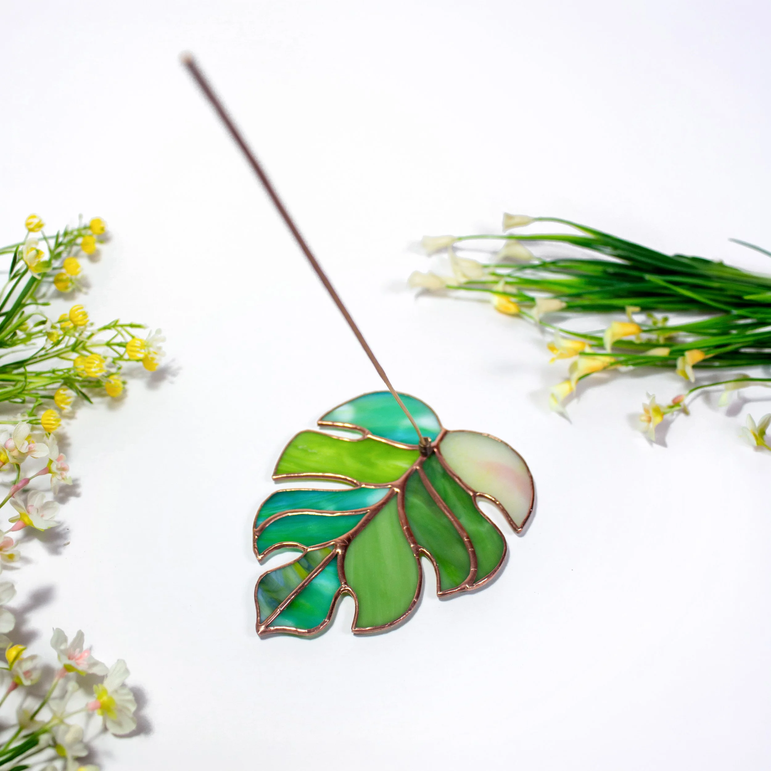 Monstera Stained Glass Incense Holder