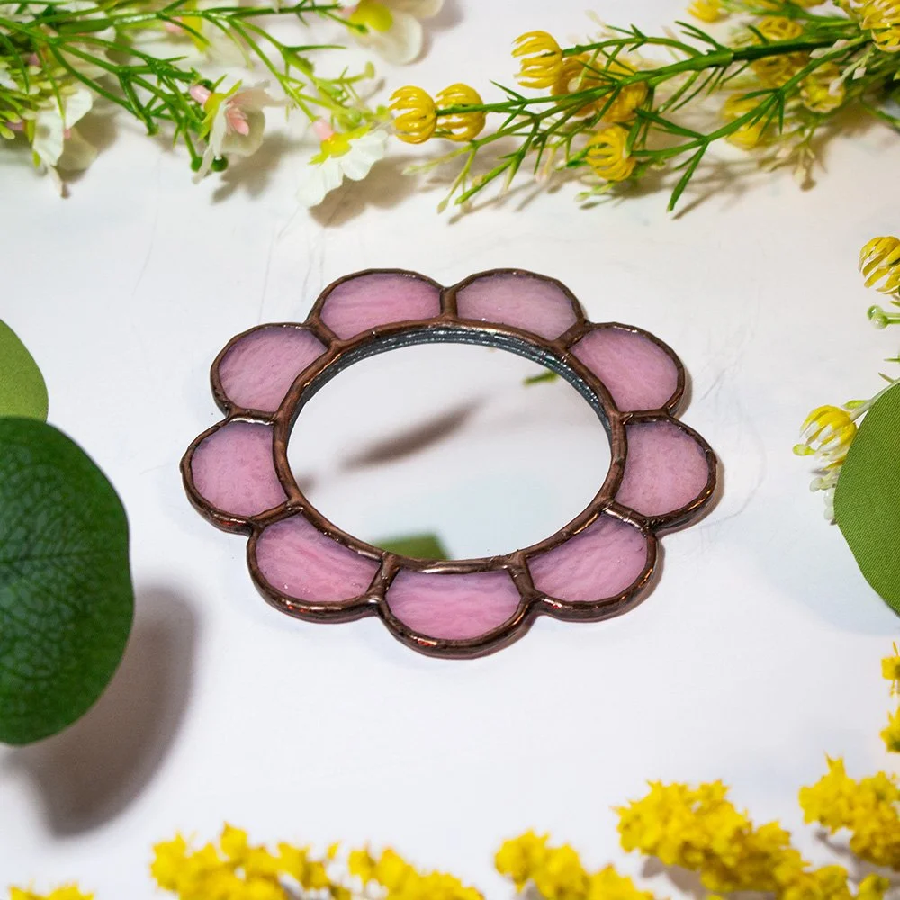 Pocket Mirror Flower Pink