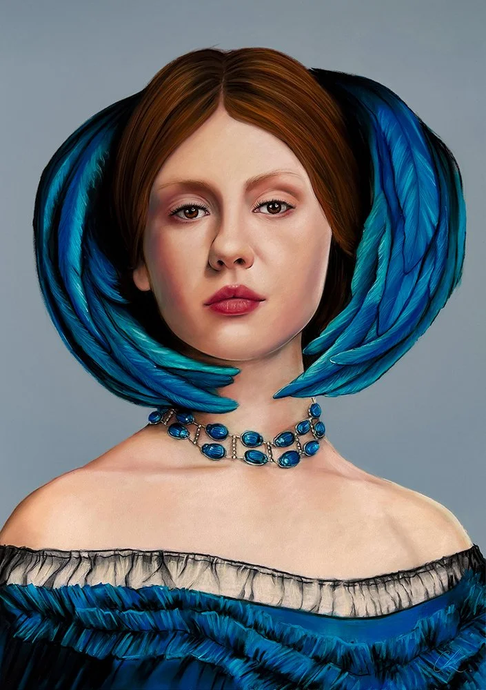 Soft pencil portrait of Lady Elizabeth played by Mia goth in Frankenstein movie by Guillermo del Toro 50x70cm