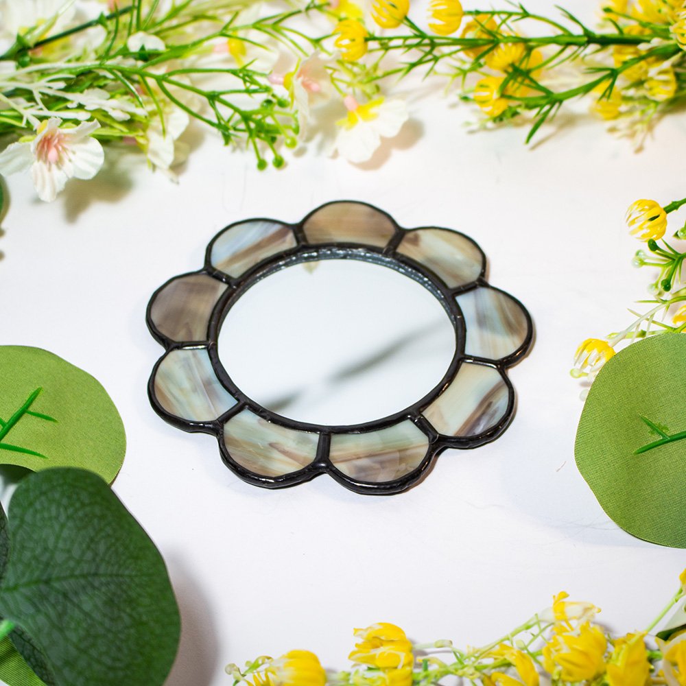 Pocket Mirror Flower Marble