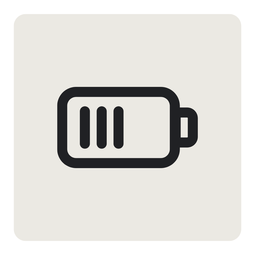 Battery icon with a low charge indicator
