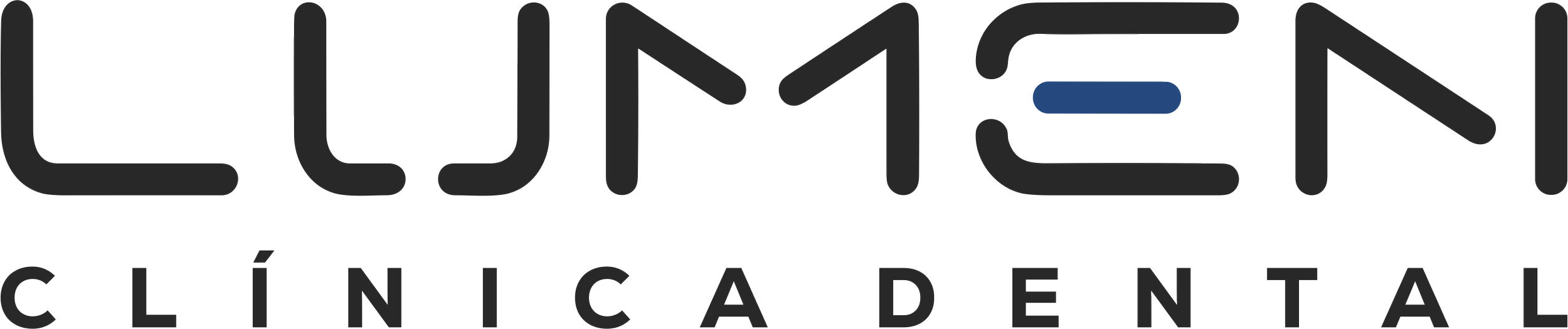 Logotipo de la clínica dental LUMEN, con letras en estilo moderno y la palabra 'Clínica Dental' debajo.
