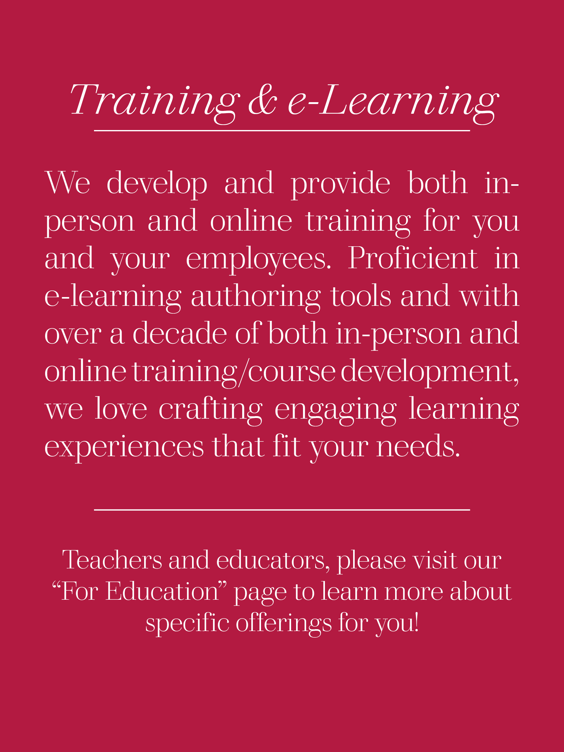 Training Packages, E-Learning &amp; More
