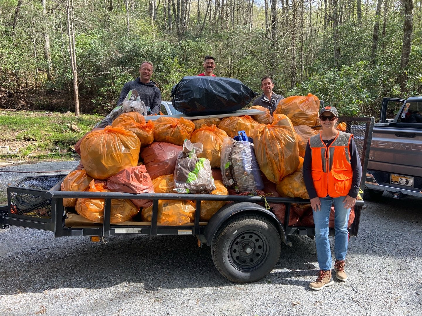 Greening up the mountain! Two hours of trash pickup along N Norton today with friends and neighbors. Sad to see how much trash gets thrown out of cars and dumped by the side of the road. Clark and I filled up the back of my truck ourselves on maybe n