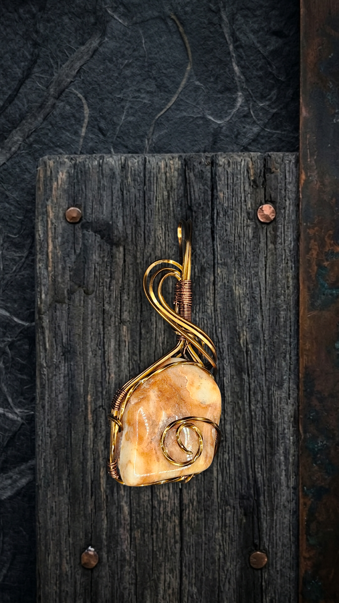 North Carolina Stone Pendant in Oxidized Copper 056
