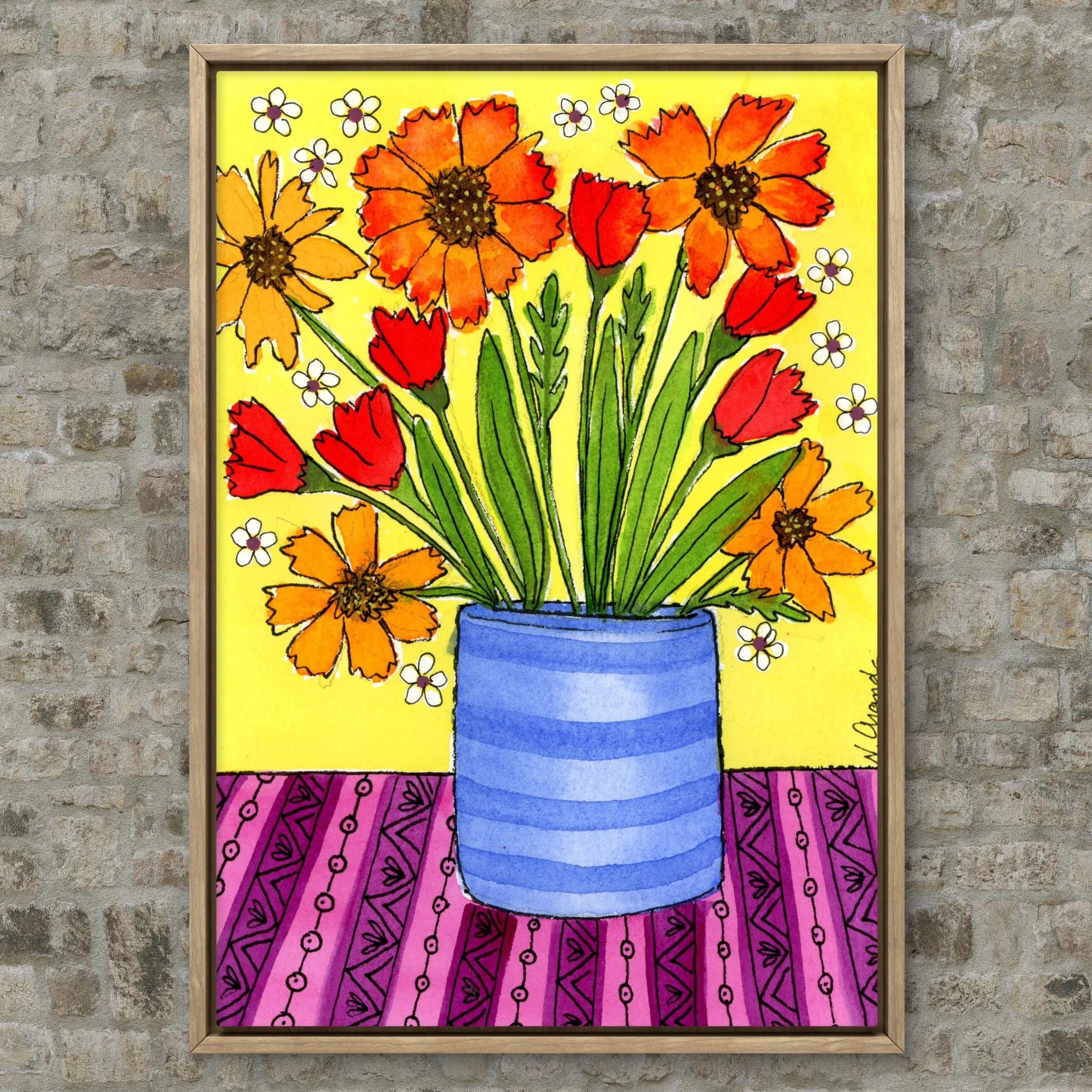 Daisies and Poppies - print