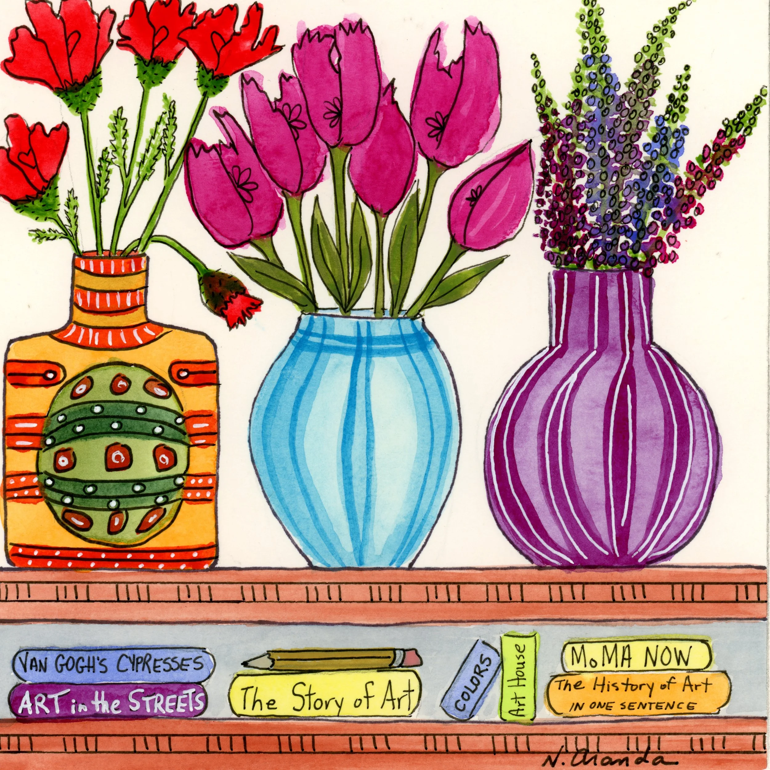 Flowers and Art Books