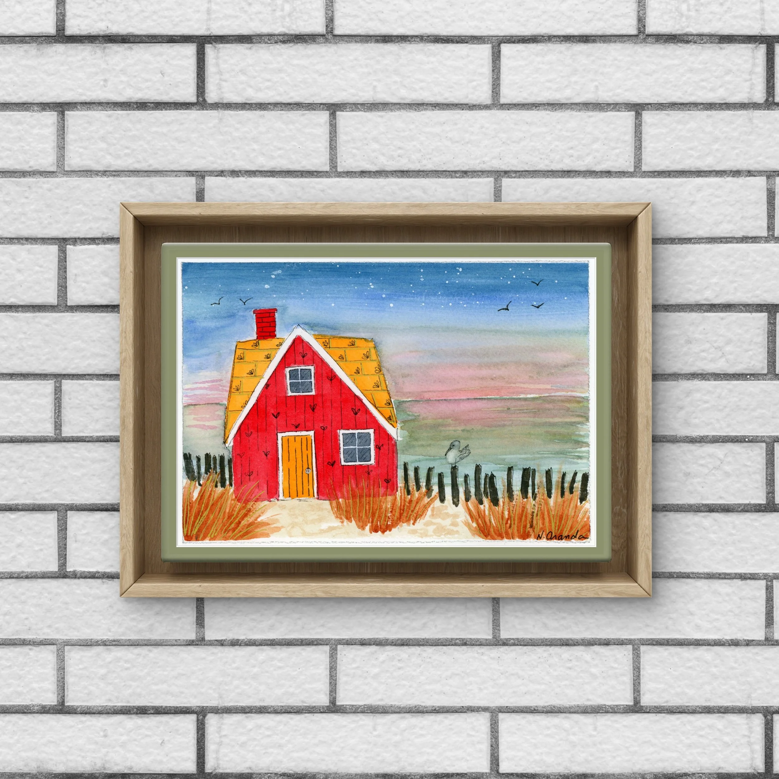 Red Beach Cottage - print