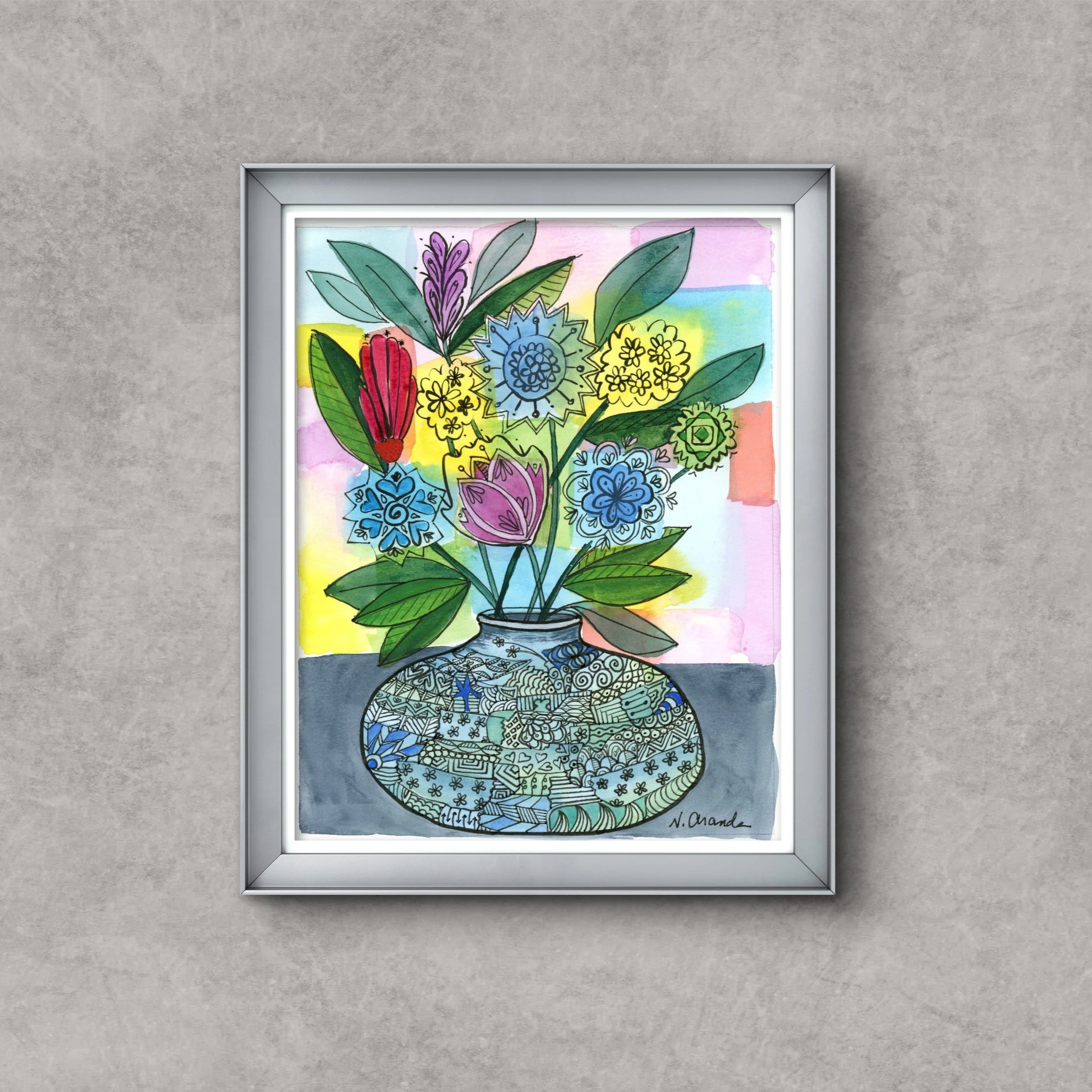 Zentangle Vase - print