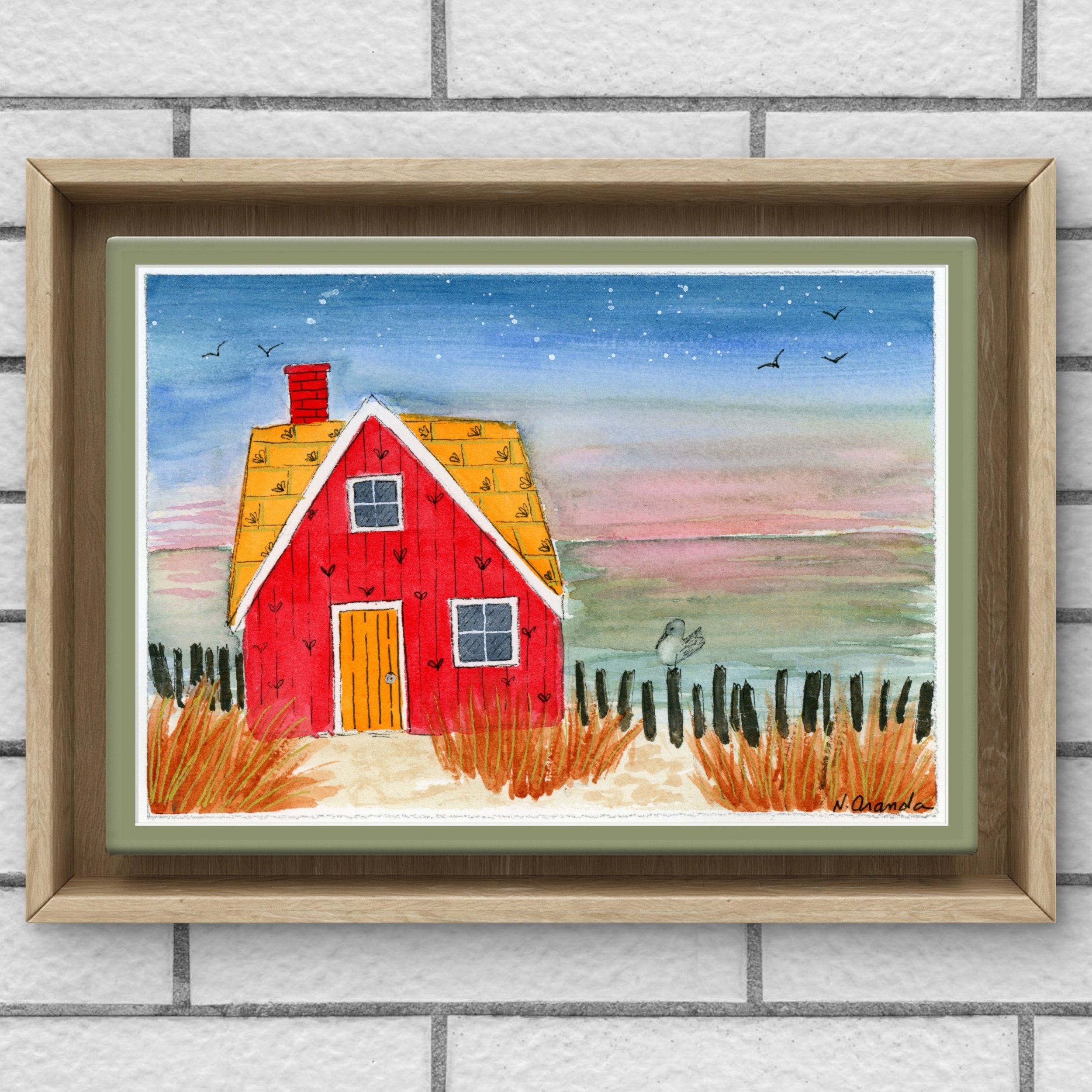 Red Beach Cottage - print