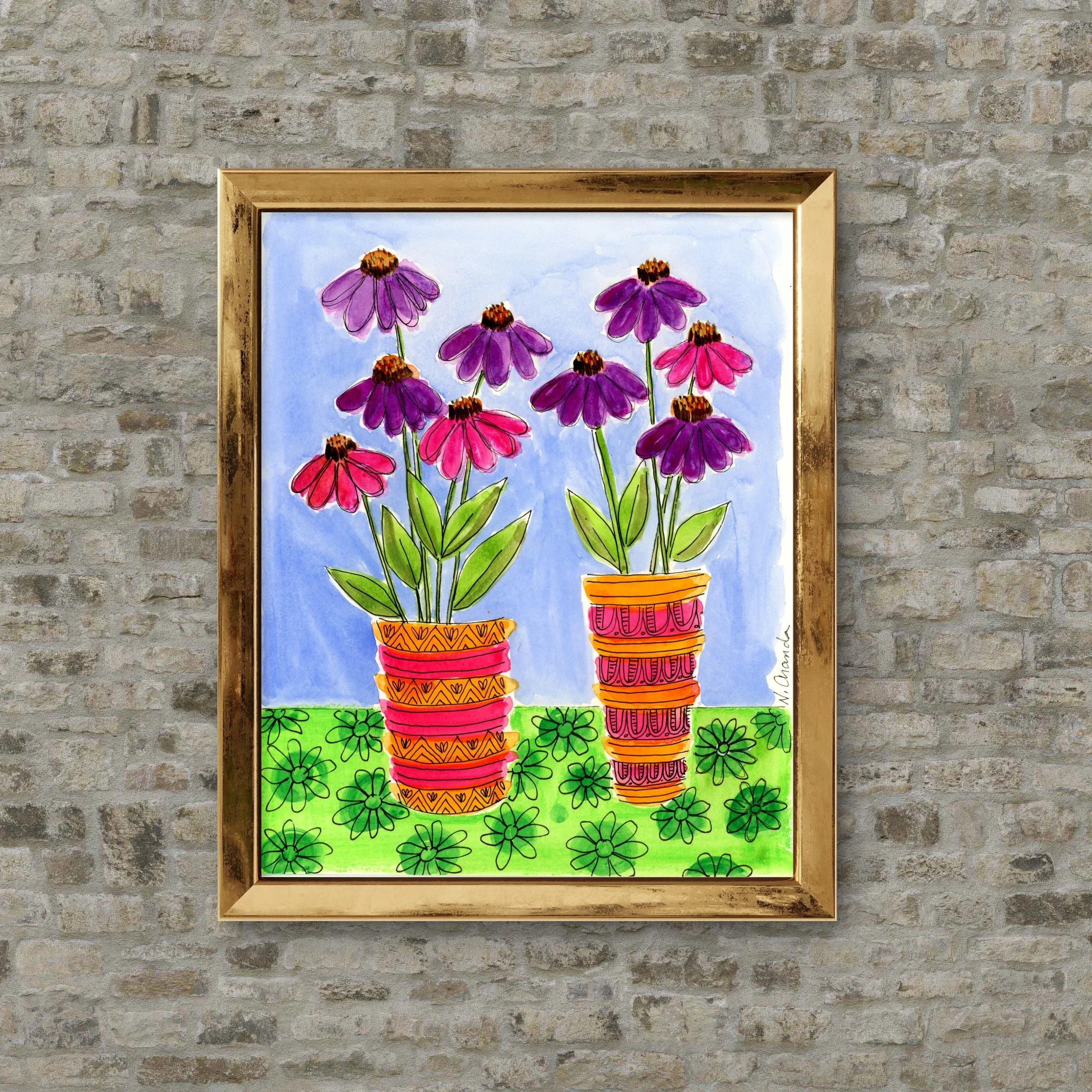 Two Echinacea Bunches - print