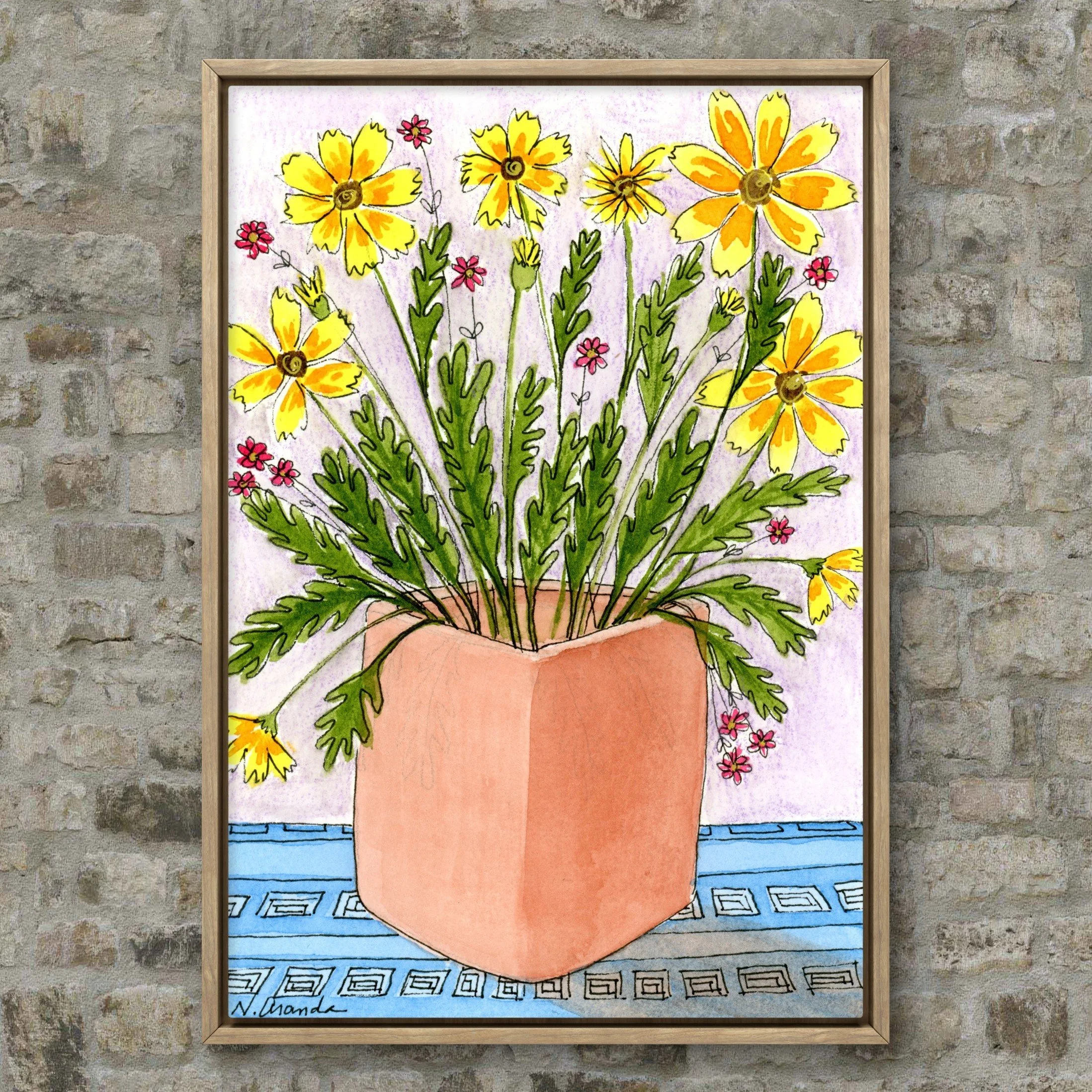 Daisies in a Clay Pot - print
