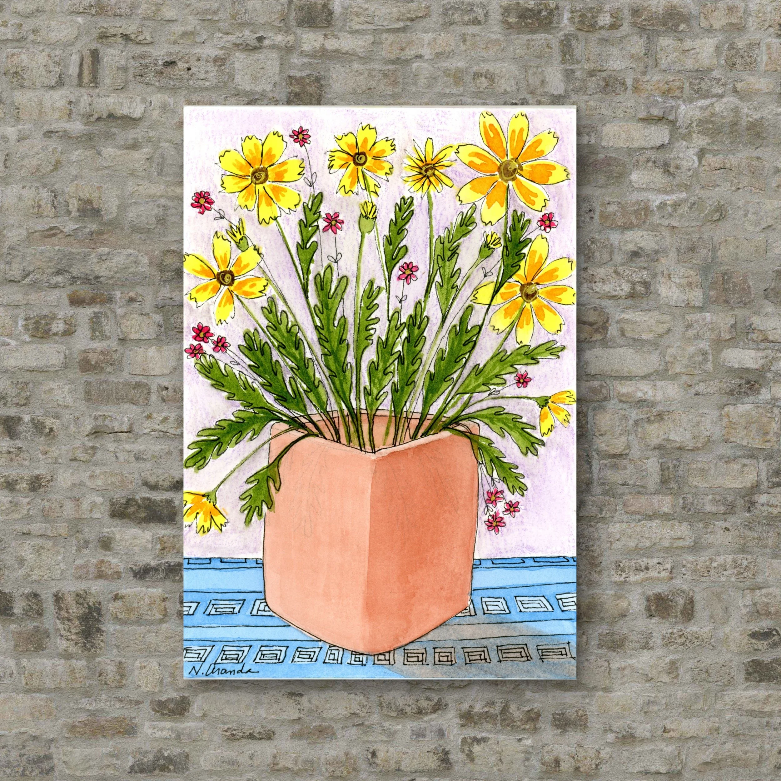 Daisies in a Clay Pot - print
