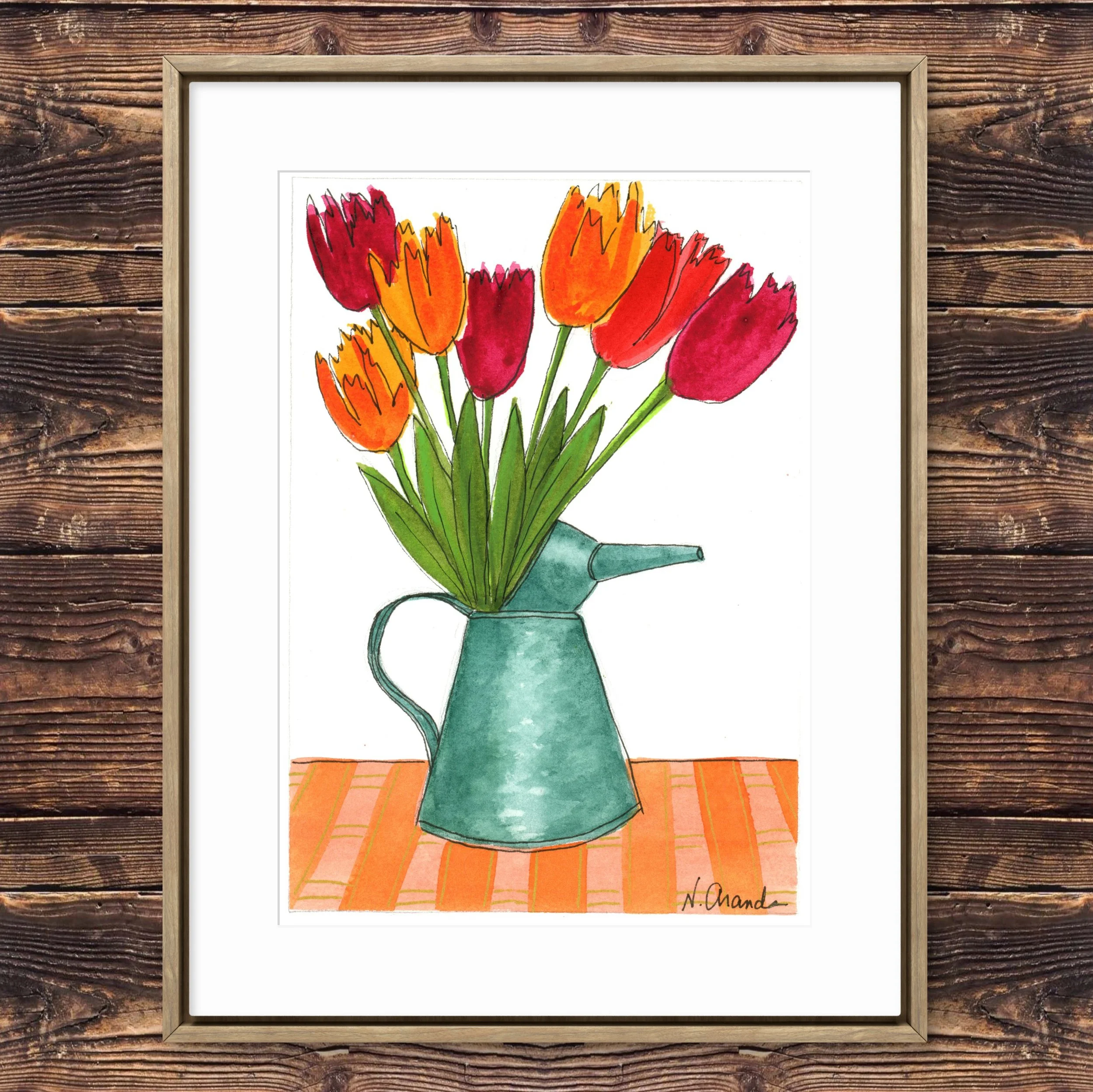Tulips in an Oil Can - print