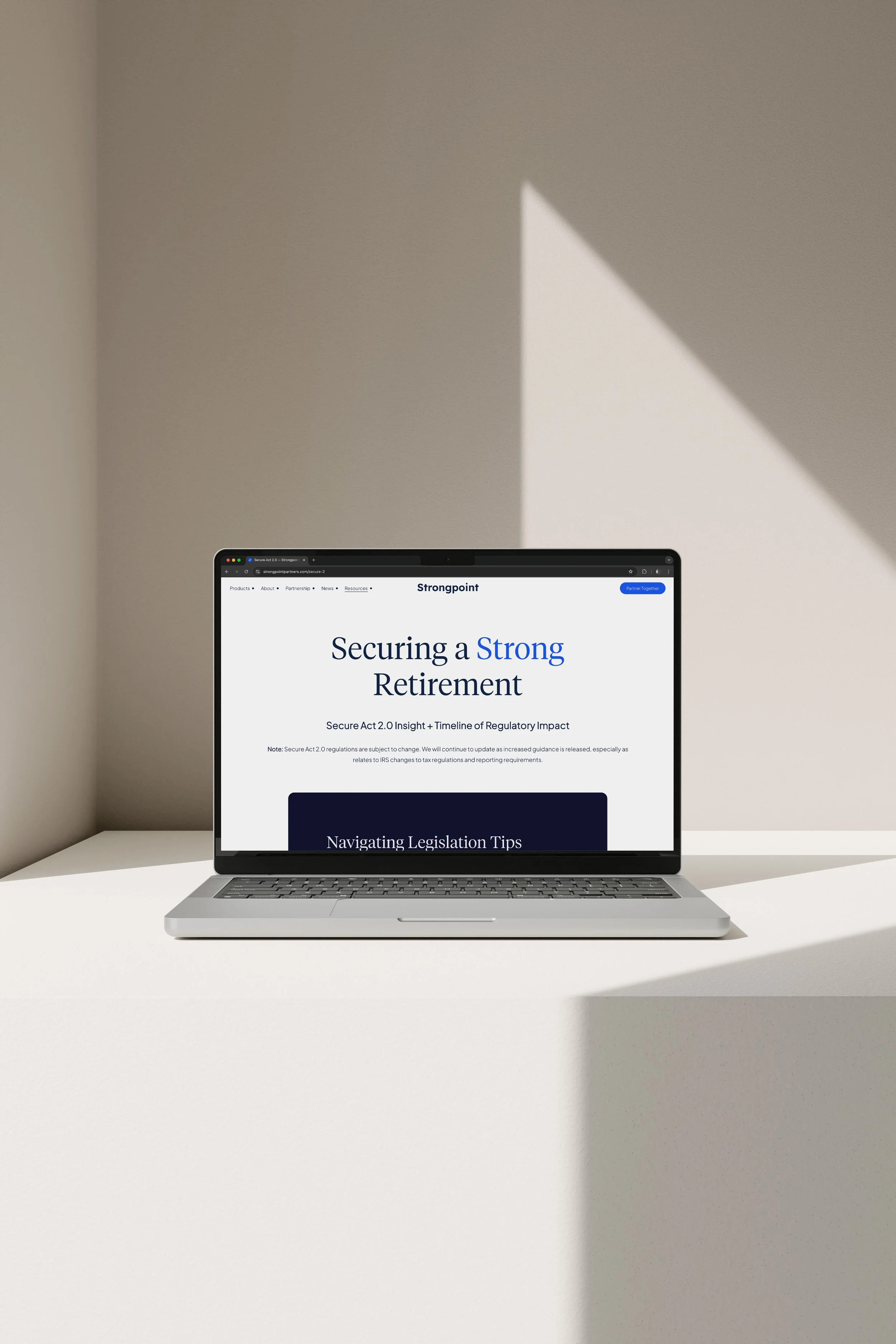 A laptop featuring Strongpoint Partners' SECURE 2.0 resources. RPA is a proud Strongpoint Partner.