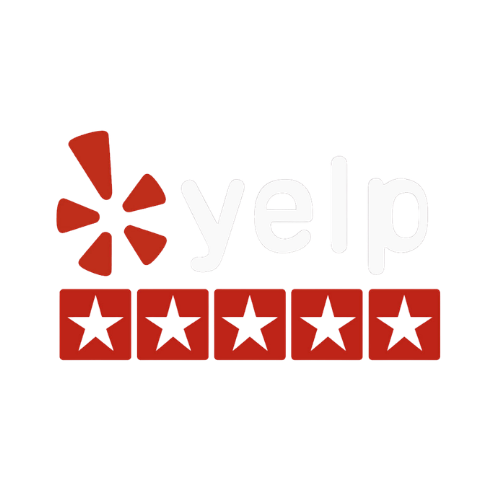 Yelp logo featuring red stars and a red asterisk on a black background.
