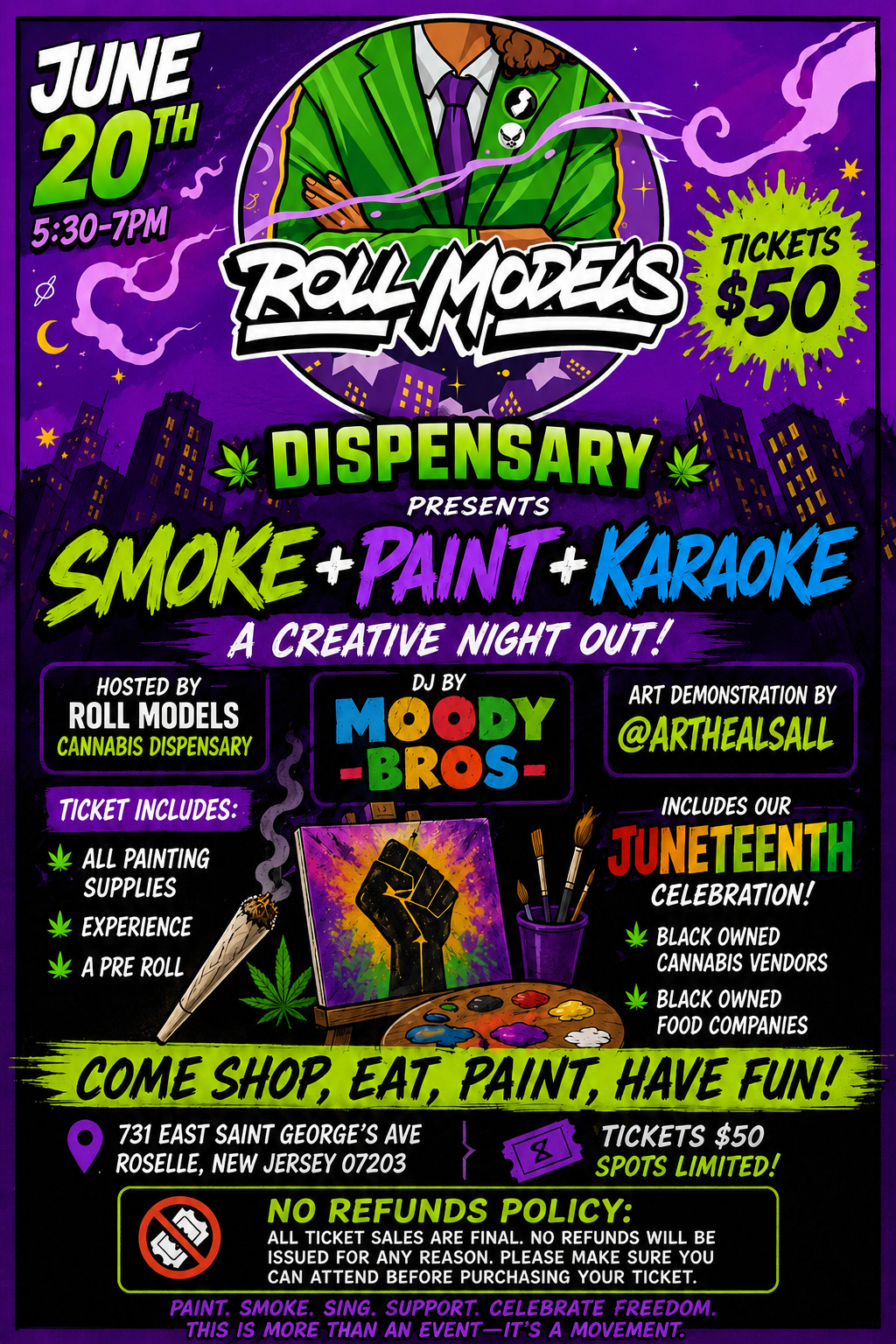 Roll Models Smoke + Karaoke + Paint : Juneteenth Edition