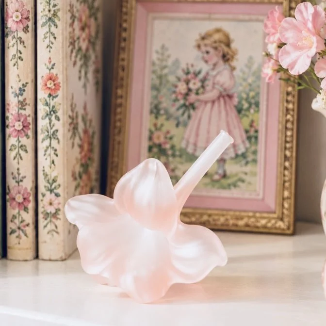 Dusty Pink Flower Blown Glass