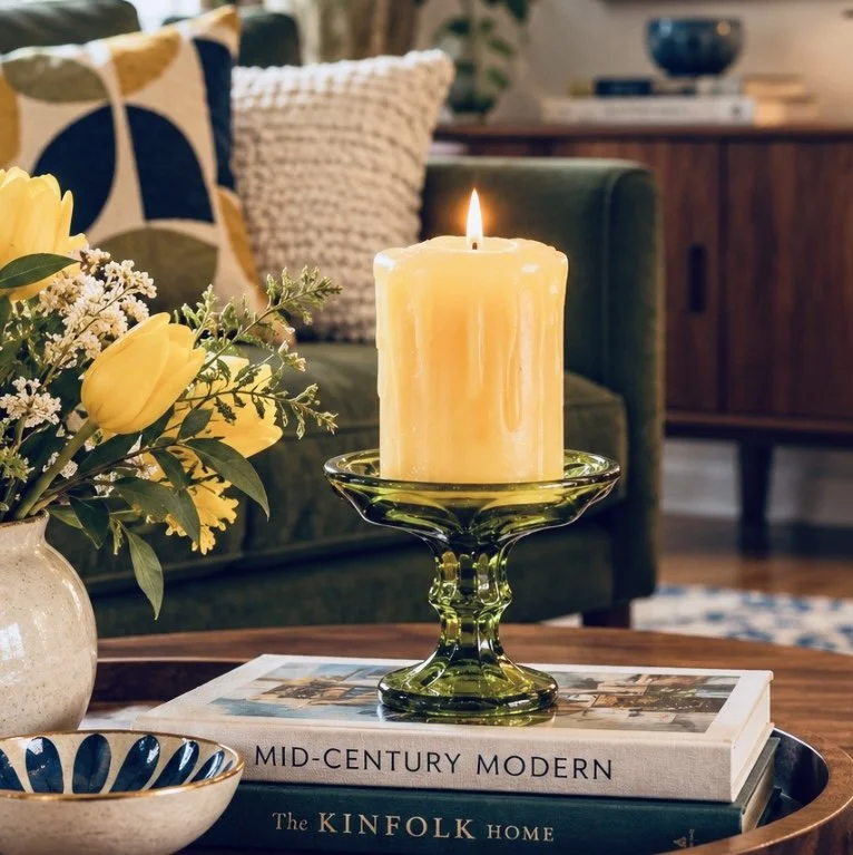 Green Glass Candleholder