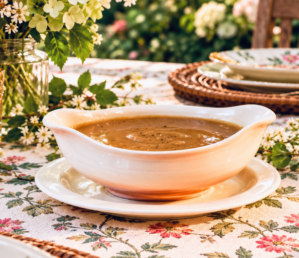 Pink Gravy Boat with Attached Plate