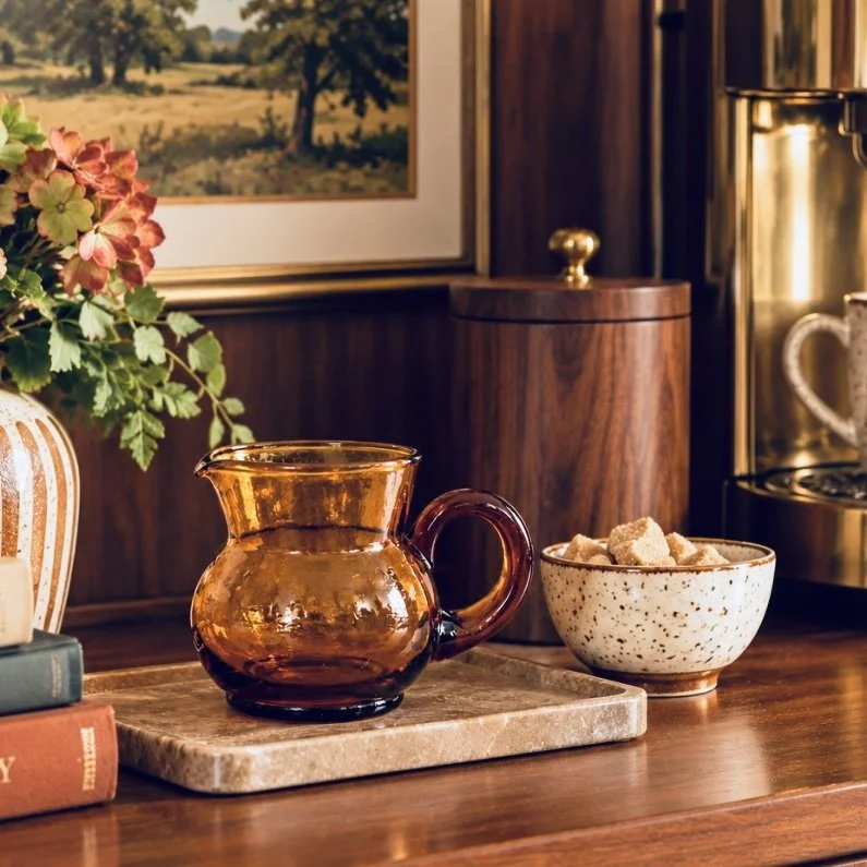 Amber Hand-Blown Glass Creamer