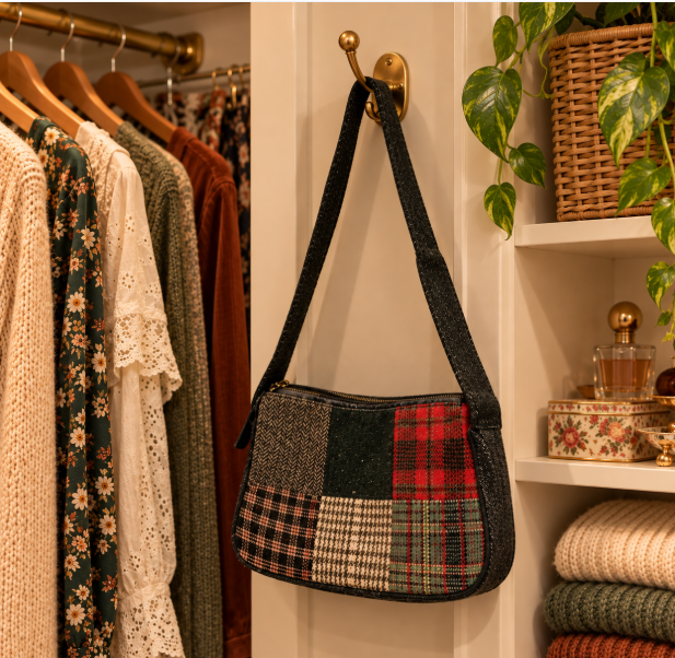 Wool Poly Plaid Patchwork Clover Cross Body - Ireland