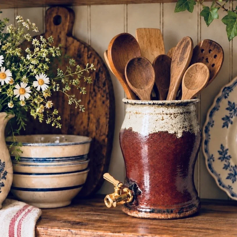 Vase with Metal Working Faucet Pottery