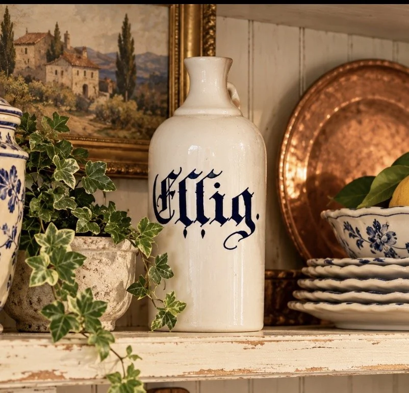 German Porcelain Vinegar (Essig) Crock