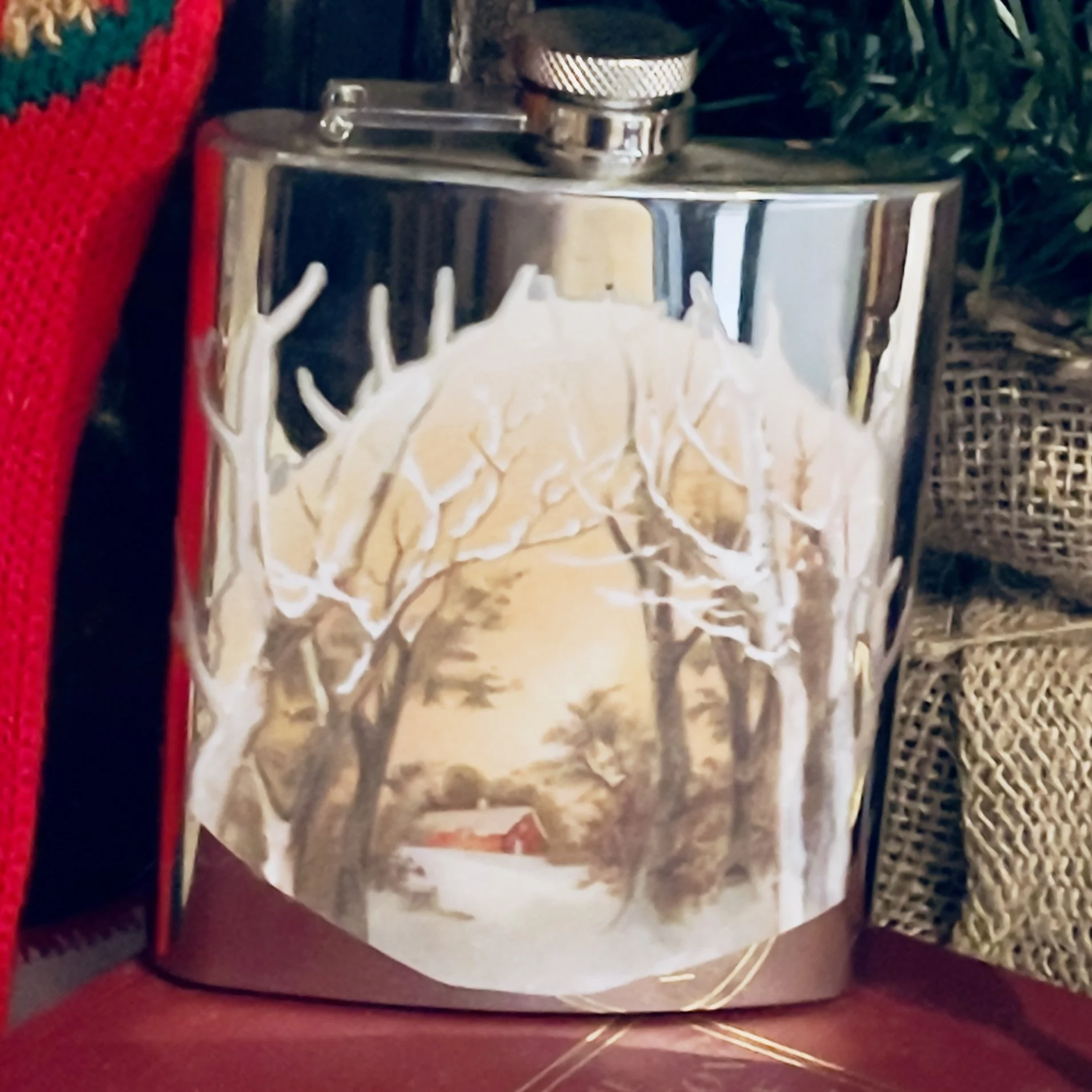 Christmas Flask Gift 5" T Winter Scene