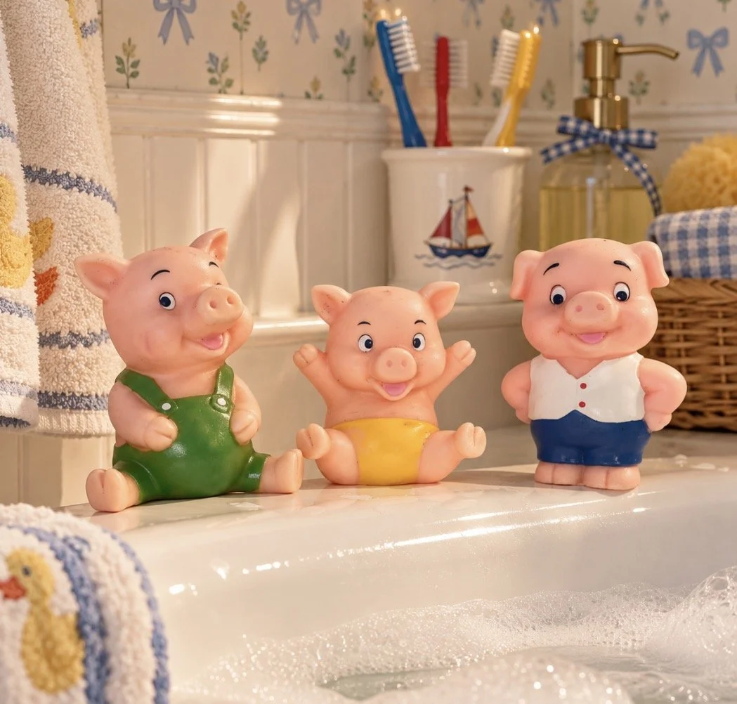 Rubber Squeaky Fairy Tale Three Little Pigs Set
