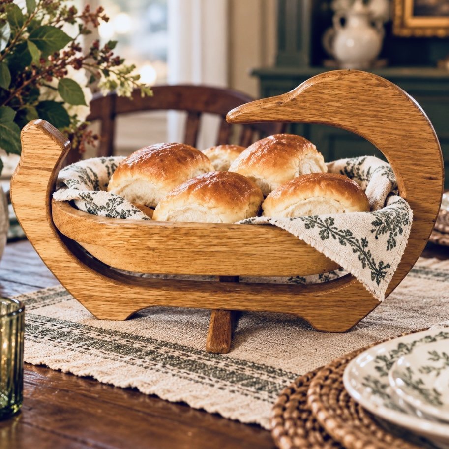 Wood Crane Shaped Collapsible Bread Board Bowl