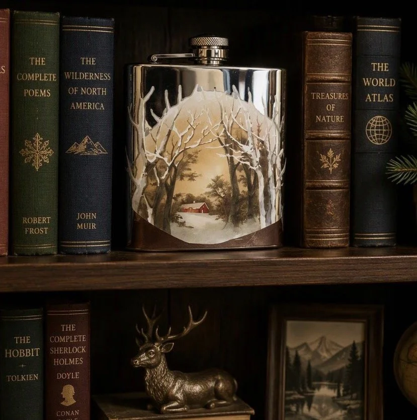 Flask 5" T Hand-Decorated Winter Scene