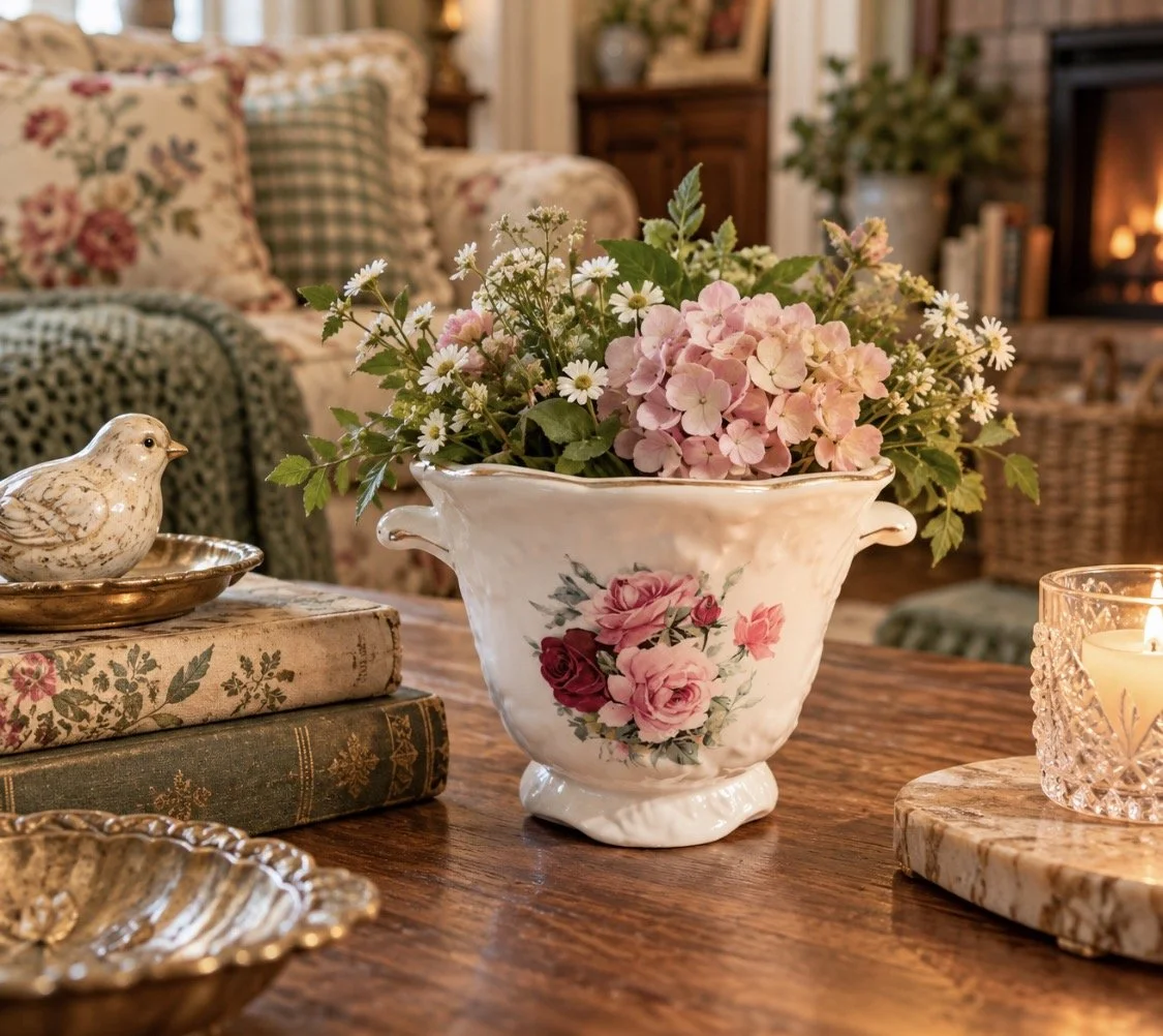 Rose Embossed Ceramic Planter - Maryleigh Pottery England