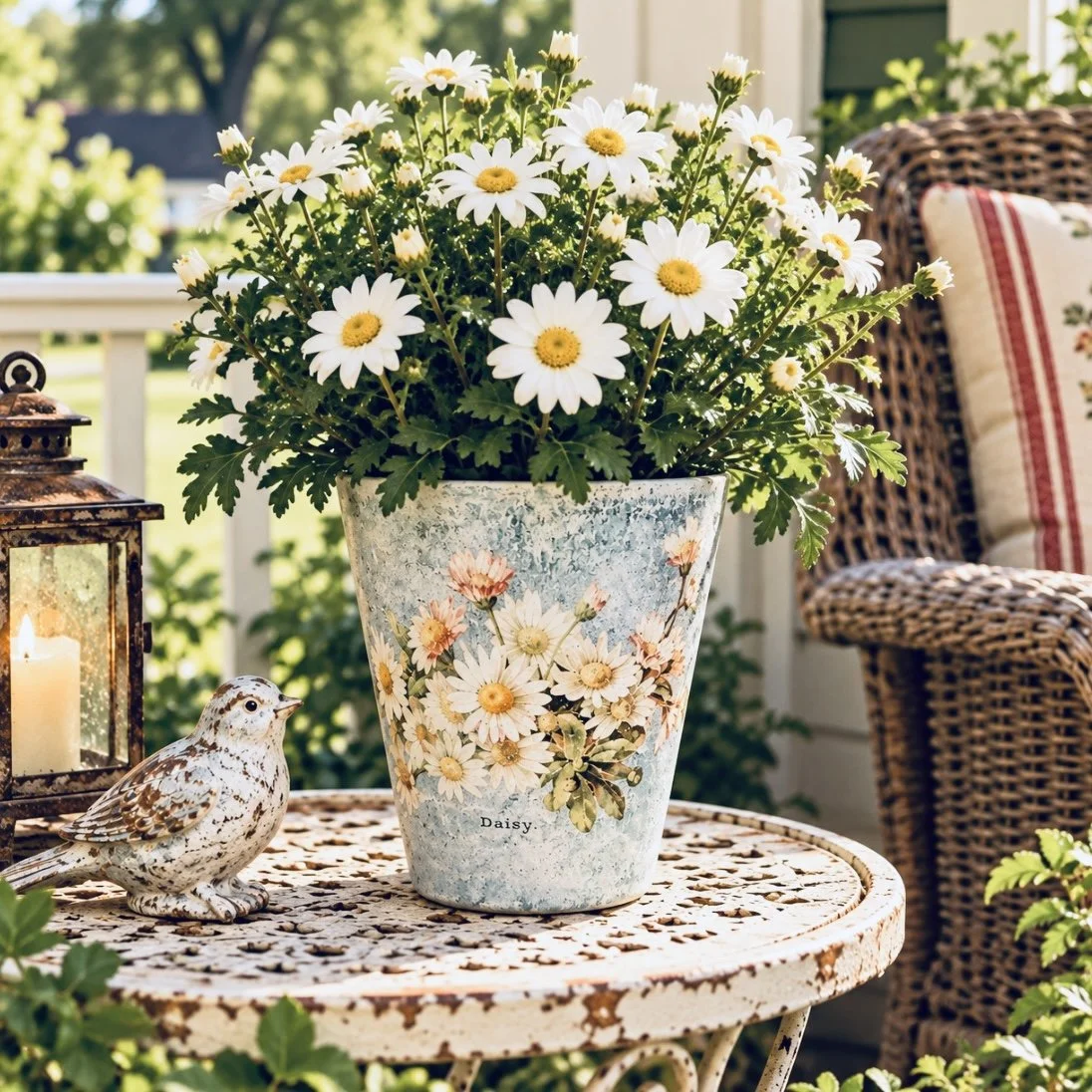 Daisy Hand-Decorated Terracotta Planter Summer