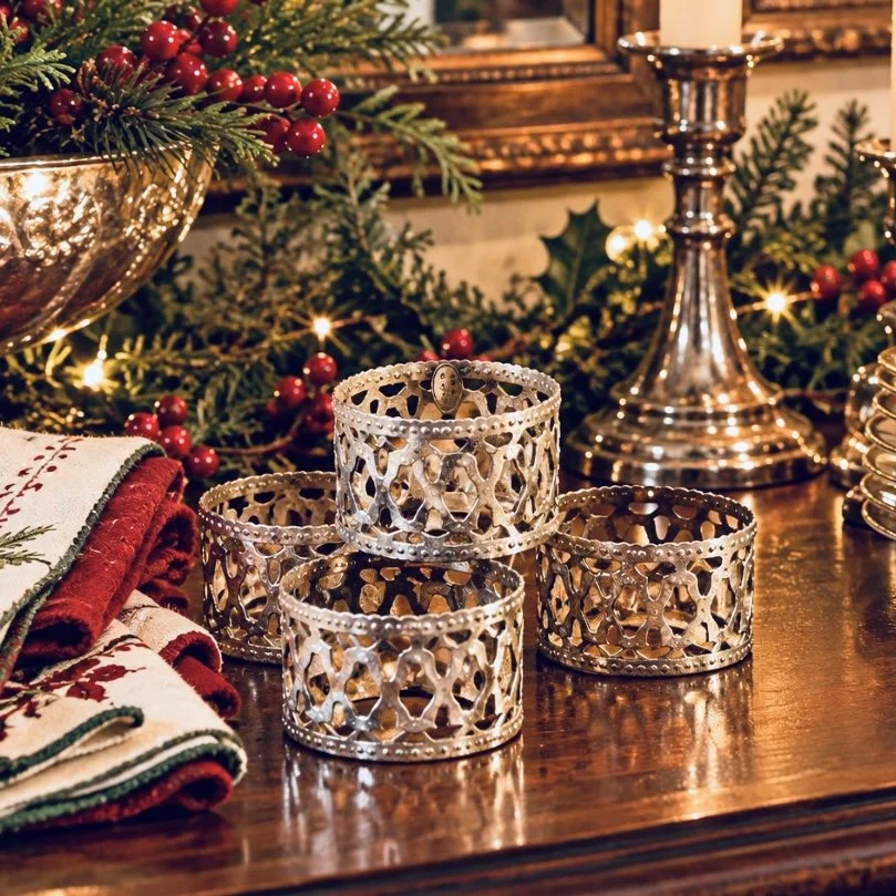 Set of 4 Silver Plate Napkin Rings