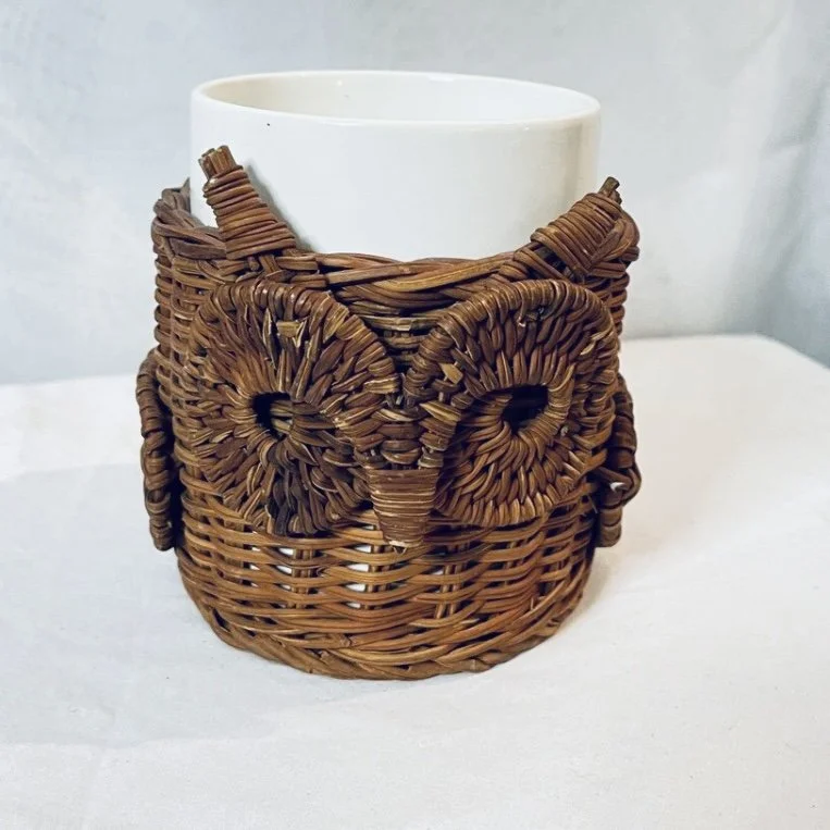 Wicker Owl with Ceramic Coffee Cup - Avon