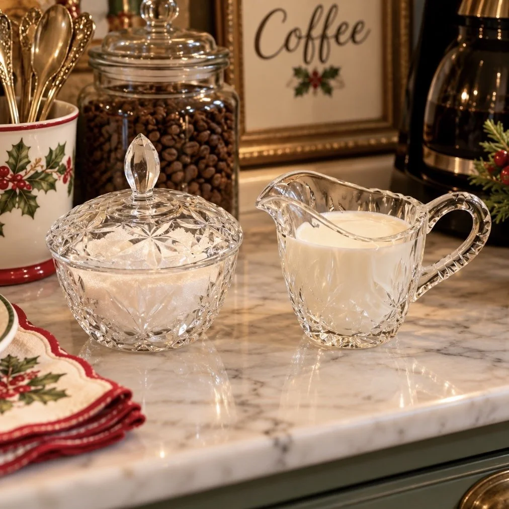 Crystal Creamer & Covered Sugar Bowl House of Goebel Handcut W. Germany