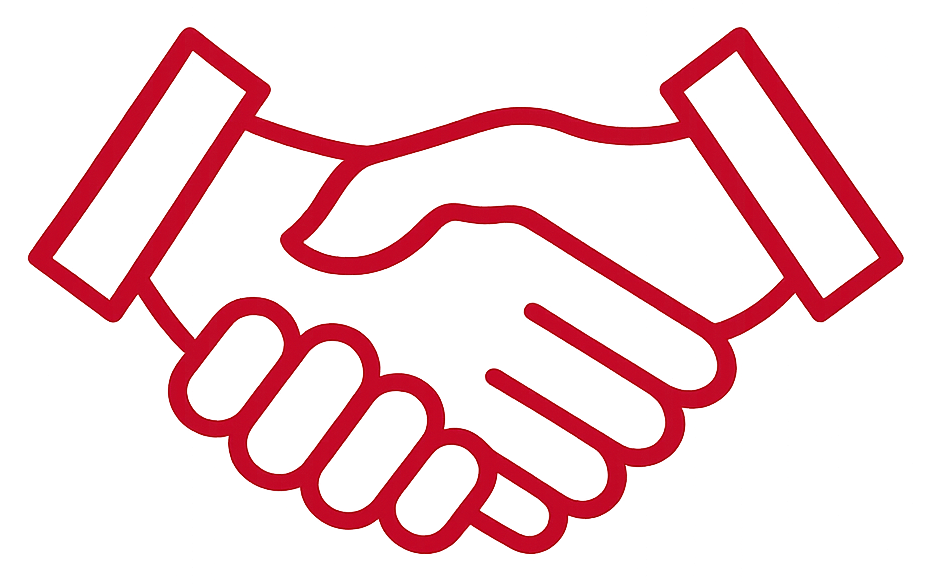 Handshake icon representing long-term collaboration, strategic partnerships, operational advisory, and ongoing organizational support.