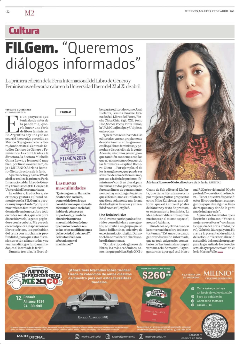 Entrevista a Adriana Romero-Nieto en Milenio, 2025.