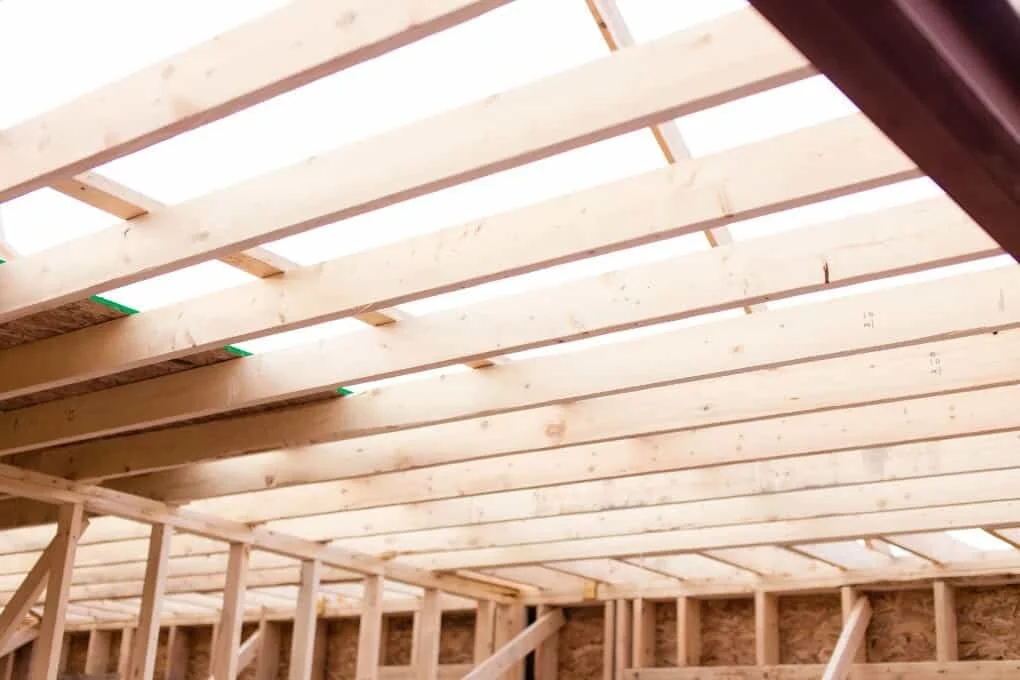 2" x 6" rafters on 16" center or trusses