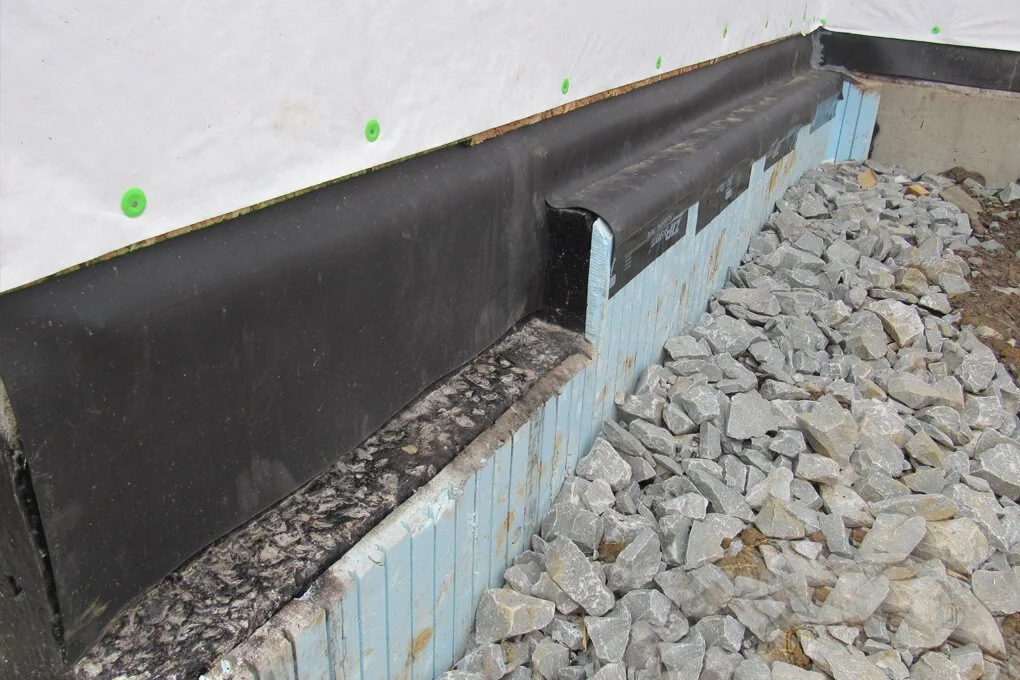 16" rubber water flashing behind brick
