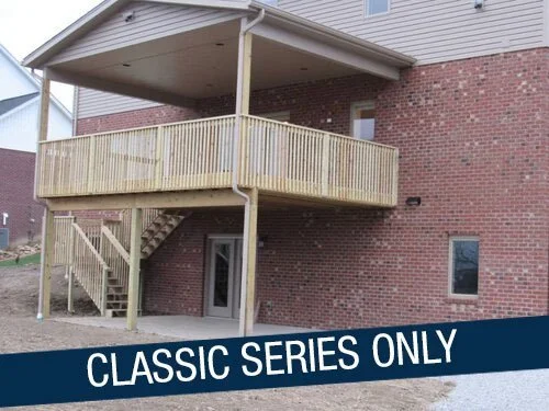 Covered rear deck *or* concrete patio per design & Lot Grade. Classic Series Only.