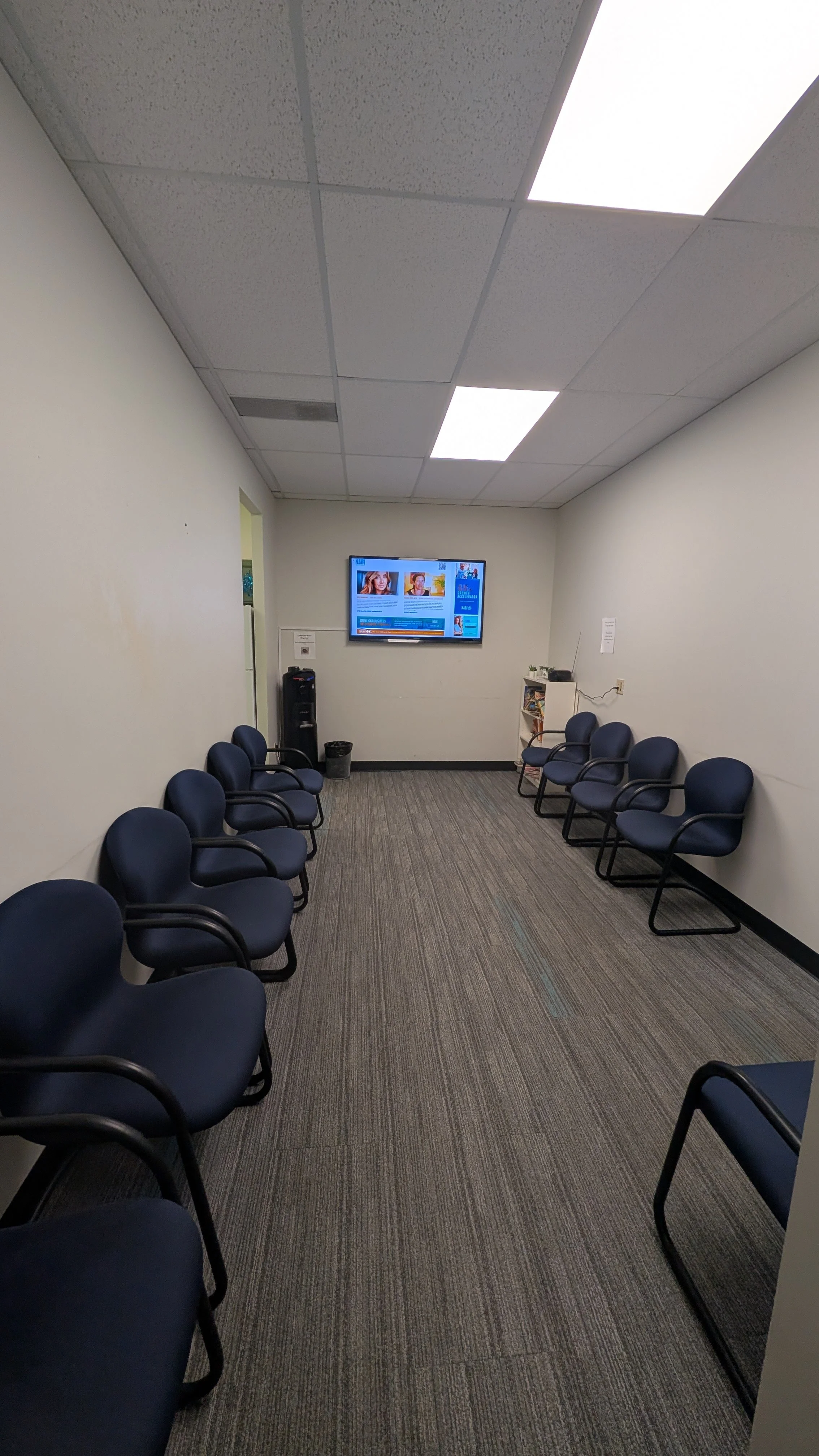 Large waiting room for clients
