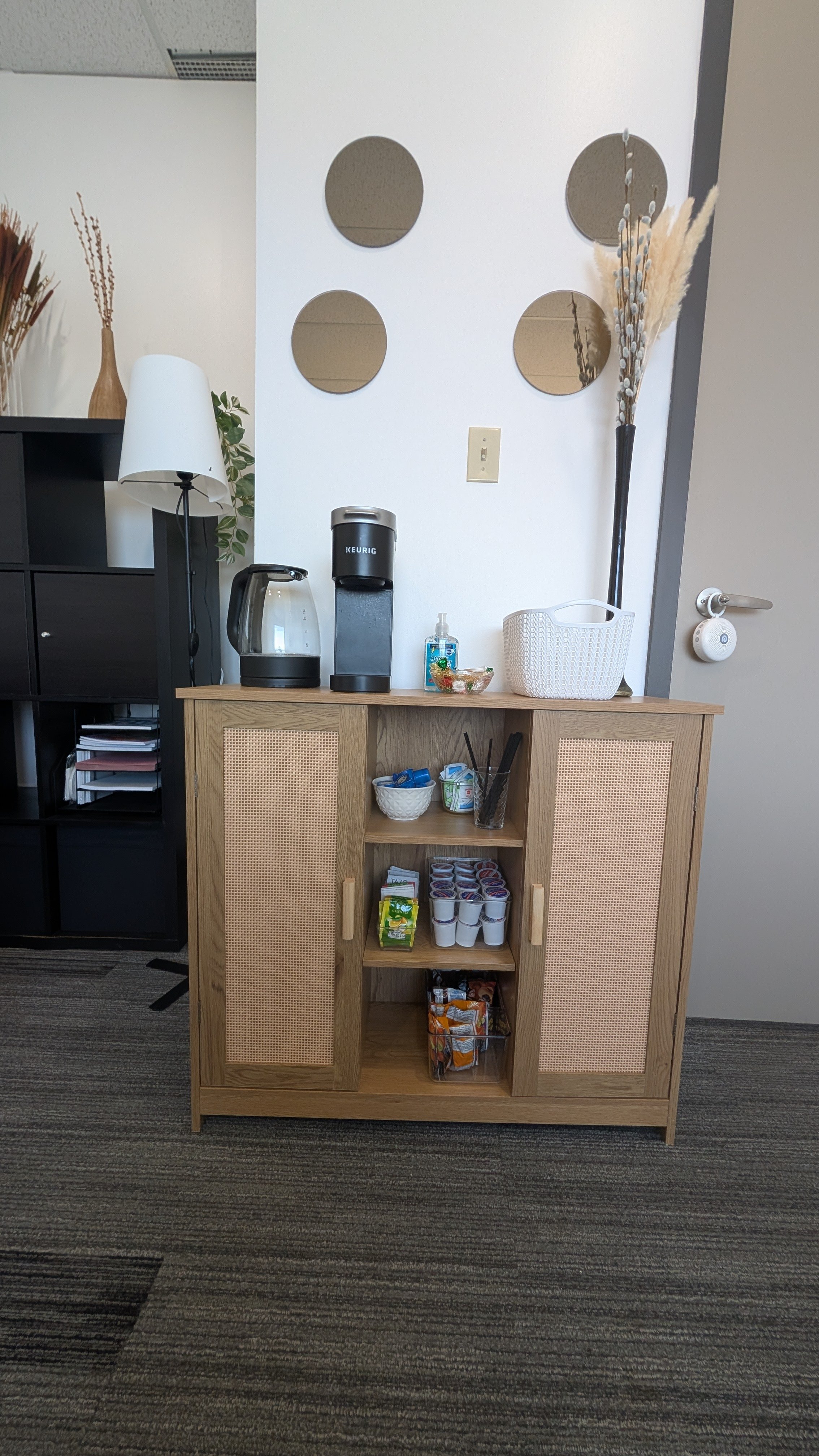 Client beverages and snacks available