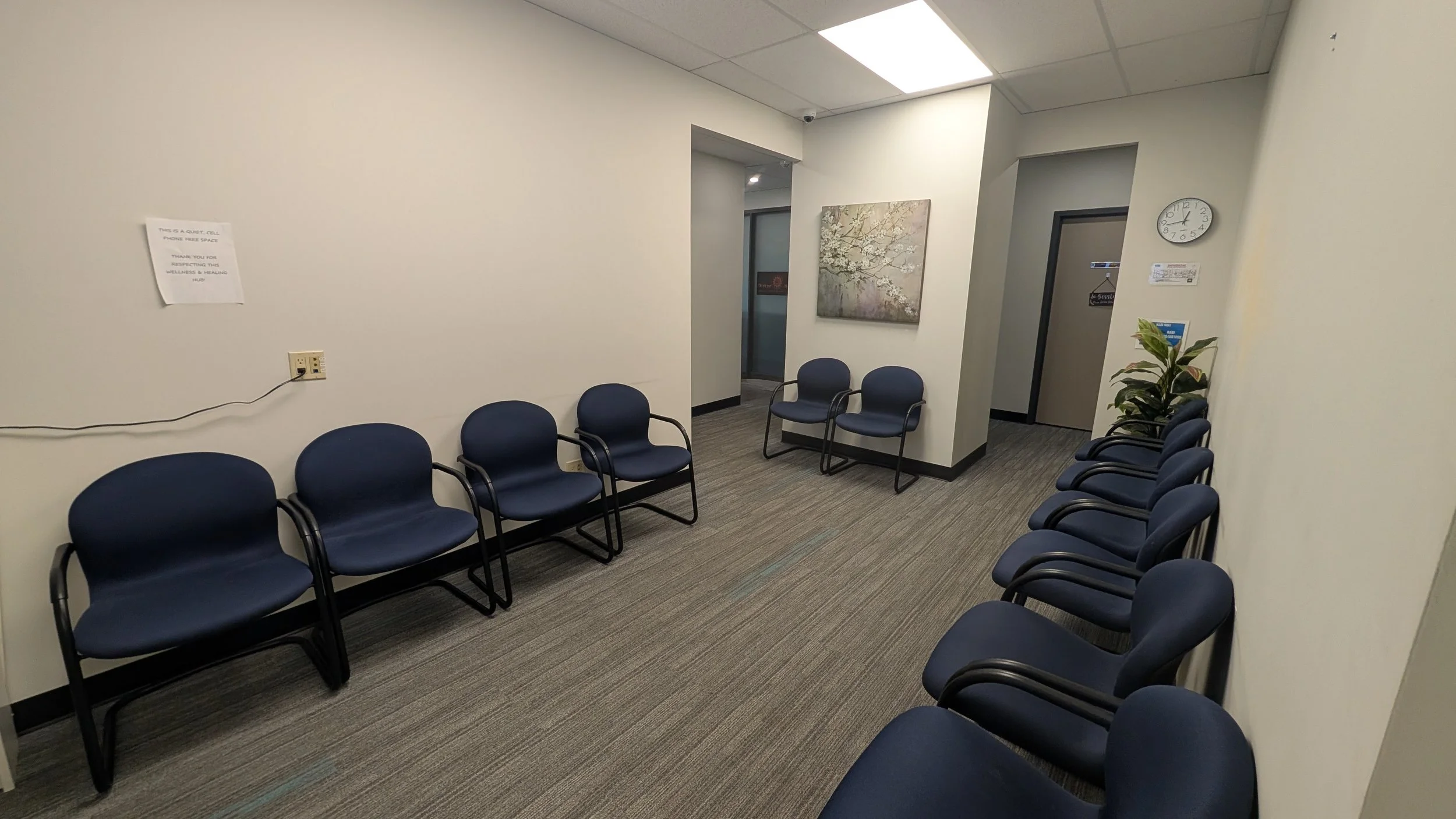 Large waiting room for clients